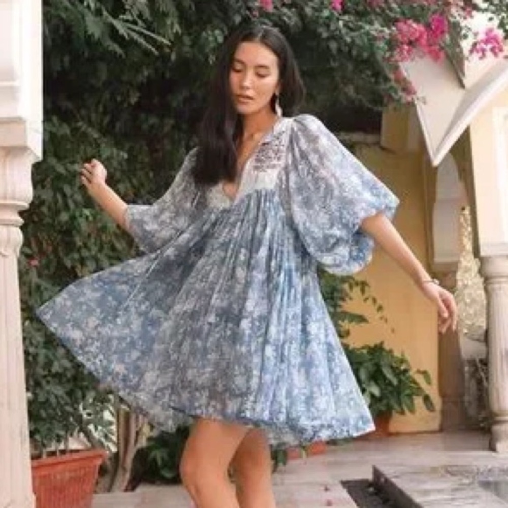 Daughters of India The Jaya Mini Dress in Juniper | L